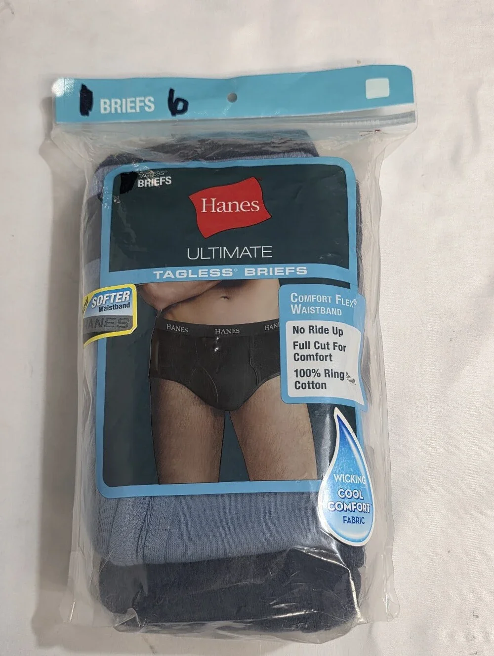 Hanes Ultimate Full Cut Tagless Cotton Brief Mens Size Small Package Of 6